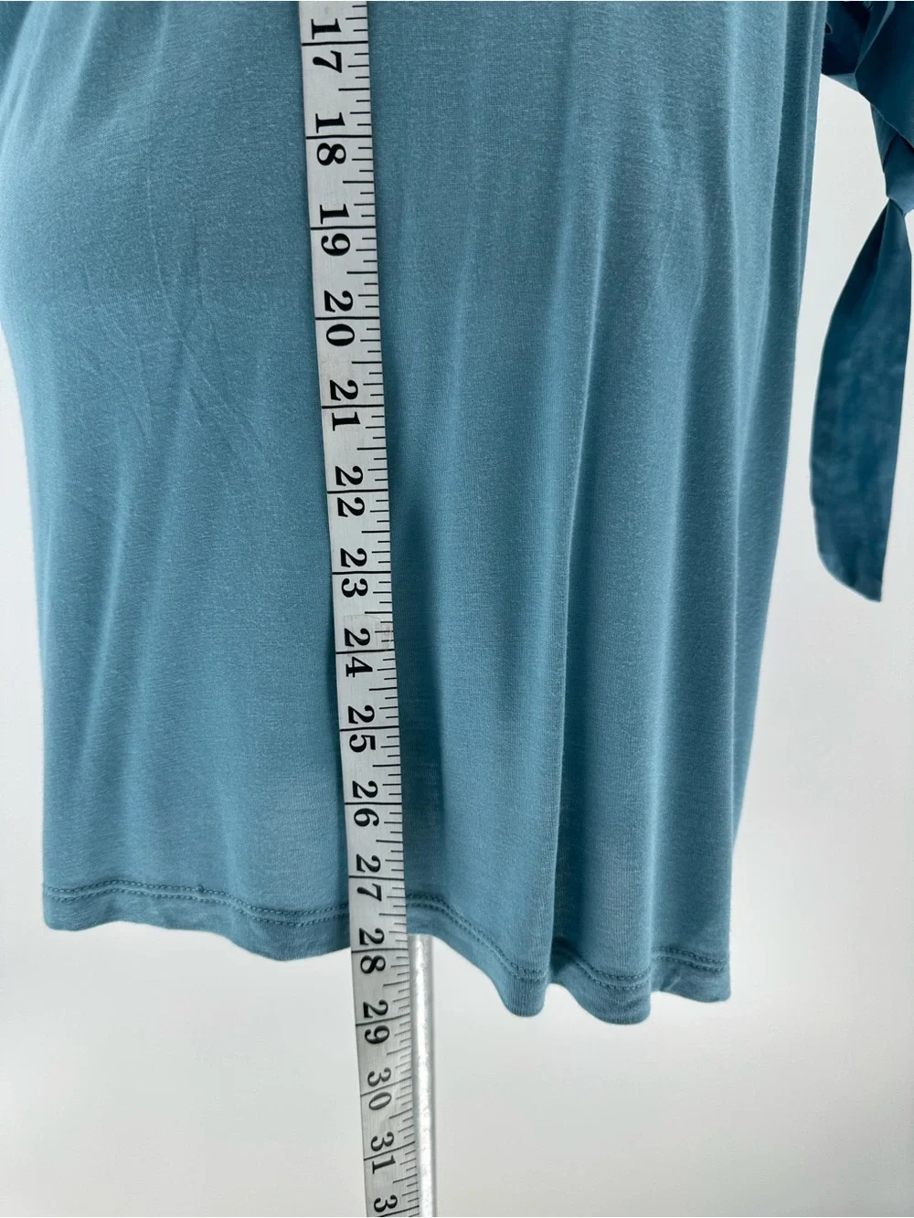 Ann Taylor Loft NWT Puff Tie Sleeves Top Blue Green Short Sleeves Soft Comfy L